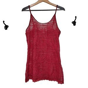 Victoria Secret Slip Dress Woman Size Large Chemise Red Lace Lingerie Sexy USA
